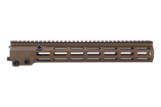 Geissele Automatics Super Modular desert dirt rail with M-LOK is 13.5 inches long with a hard coat anodized finish